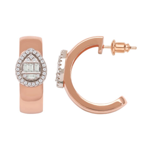 Wide smooth hoop with an added drop rose gold