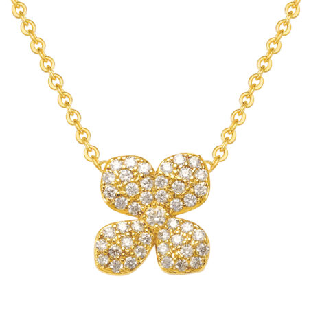 Necklace flower 4 leaves yellow gold